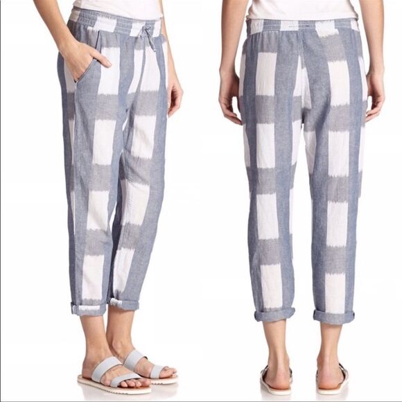 Current Elliott Women's The Drawstring Lounge Trouser Tokyo Revival Cotton Linen - Picture 1 of 8